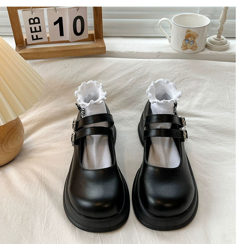 Glossy Double Strap Mary Janes