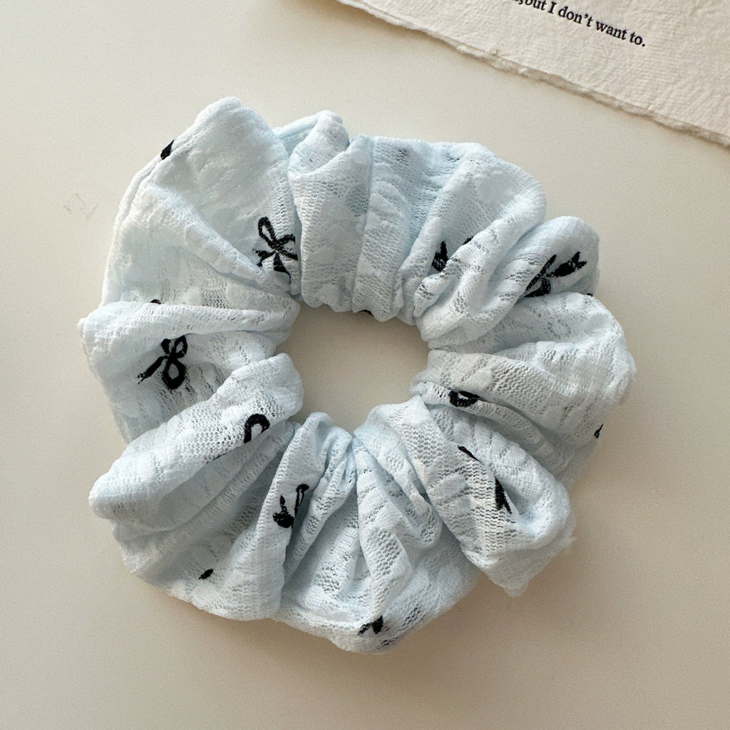 Lace Bow Print Scrunchies
