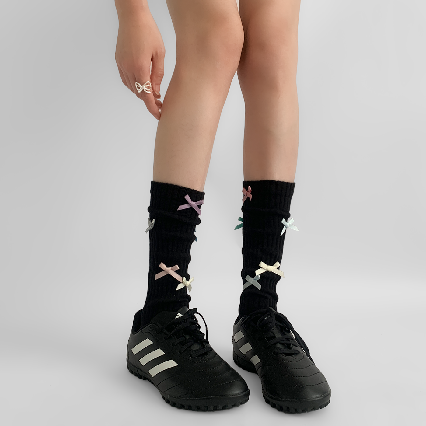 Pastel Bow Embroidered Knee Socks