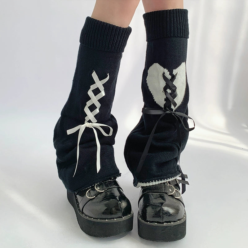 Lace-Up Ribbon Slouchy Leg Warmers