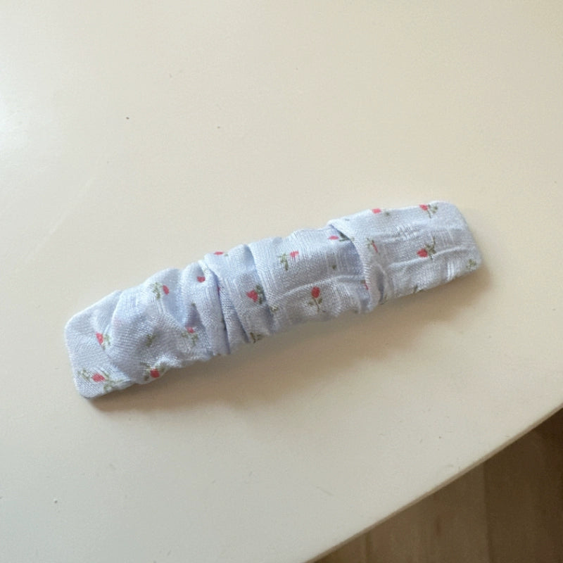 Ruched Floral Fabric Hair Clips