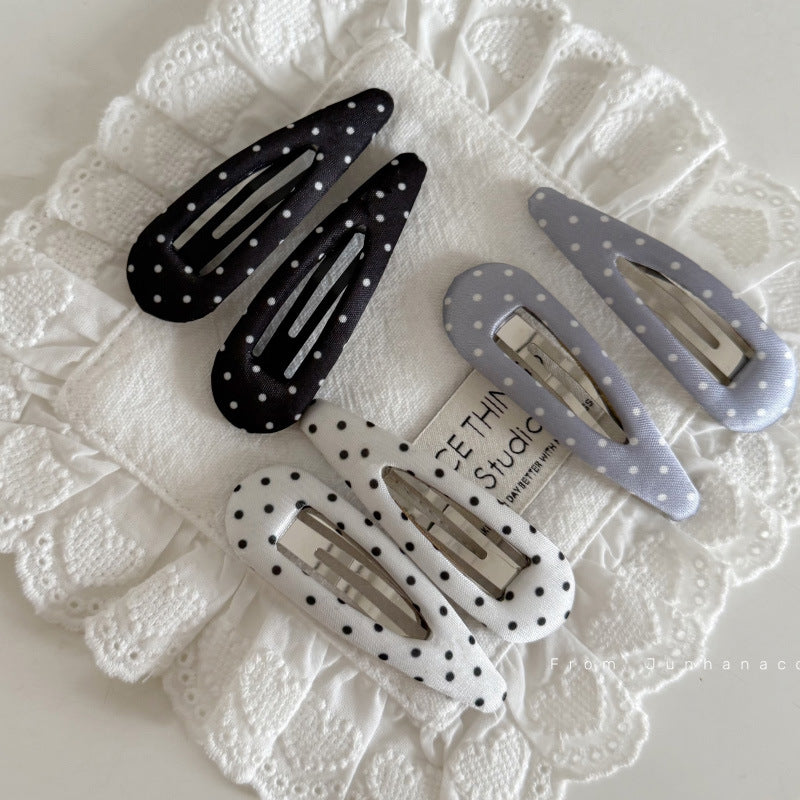 Polka Dot Fabric Hair Clips Set