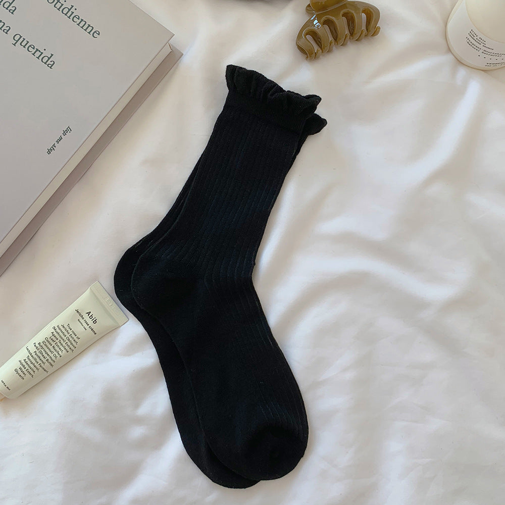 Ribbed Ruffle Top Socks