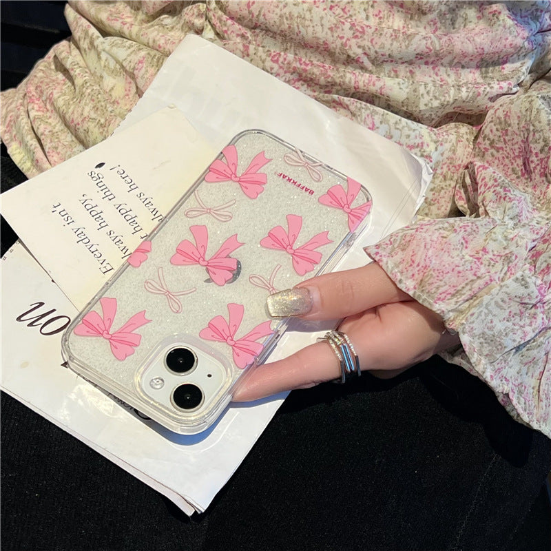 Pink Bow Embellished Clear Phone Case