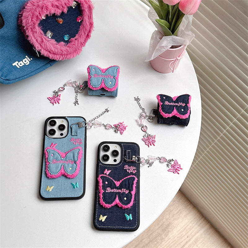 Butterfly Patch Denim Case