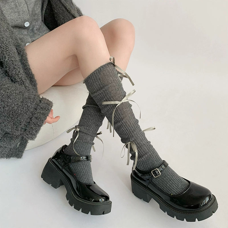 Glitter Lace-Up Knee High Socks