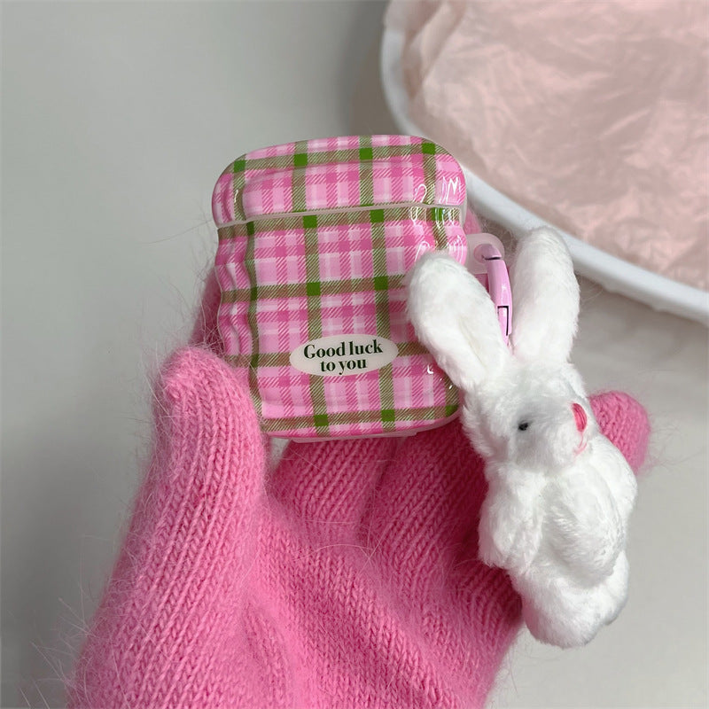 Good Luck to you Bunny Plaid Airpods Case