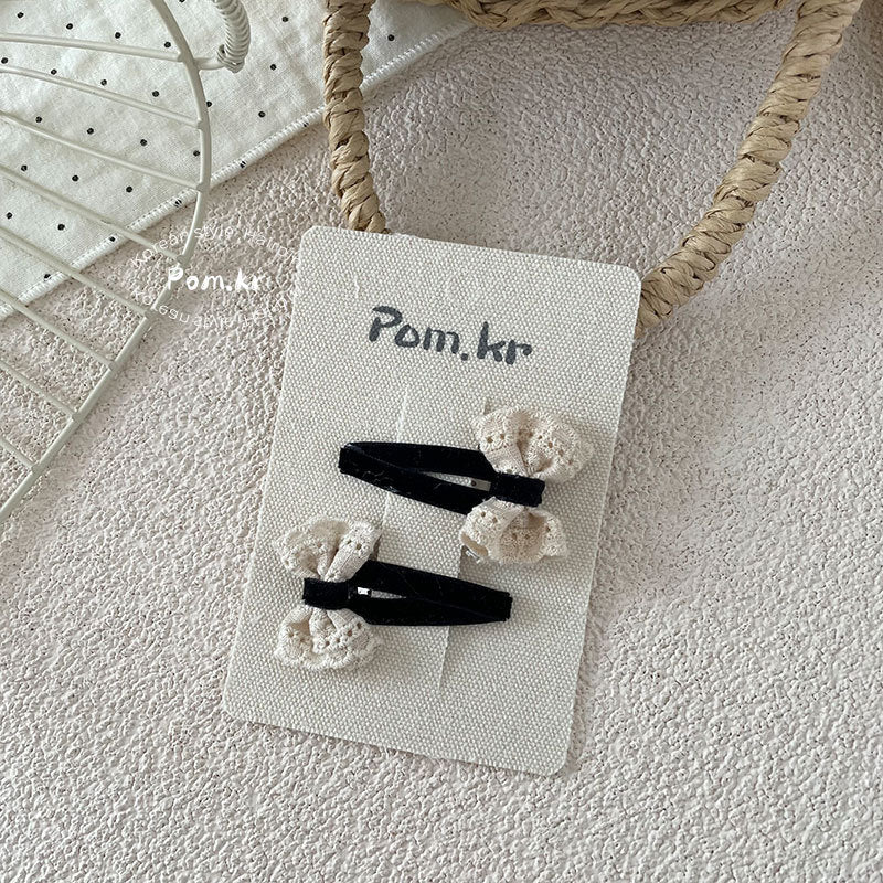 Monochrome Bow Hair Clip Set