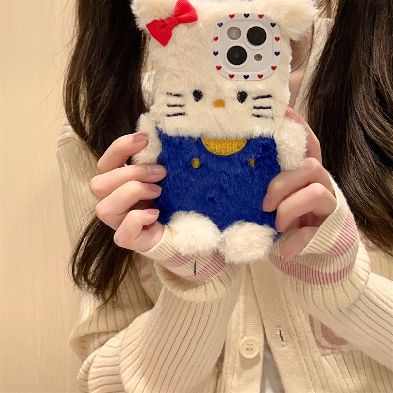 Blue Vest Kitty Plushie Case