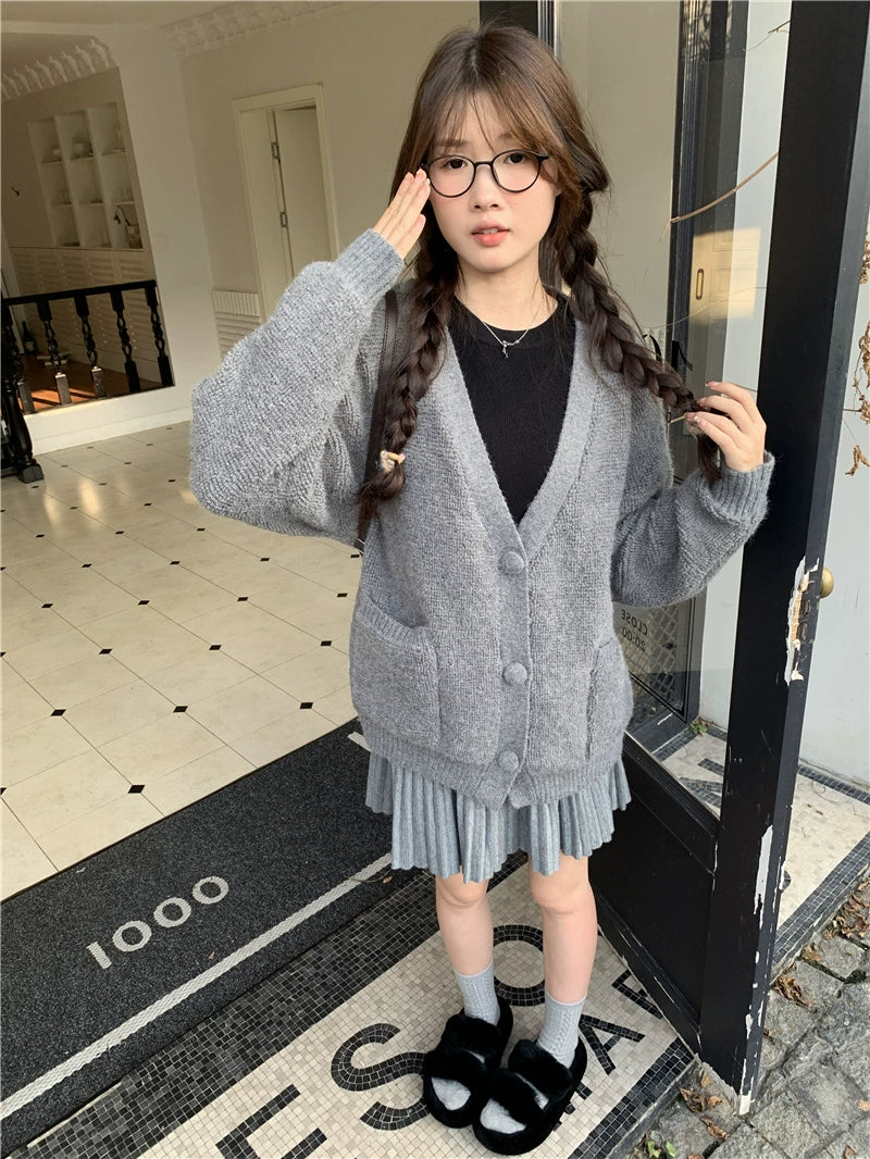 Plain Grey Oversized Cardigan