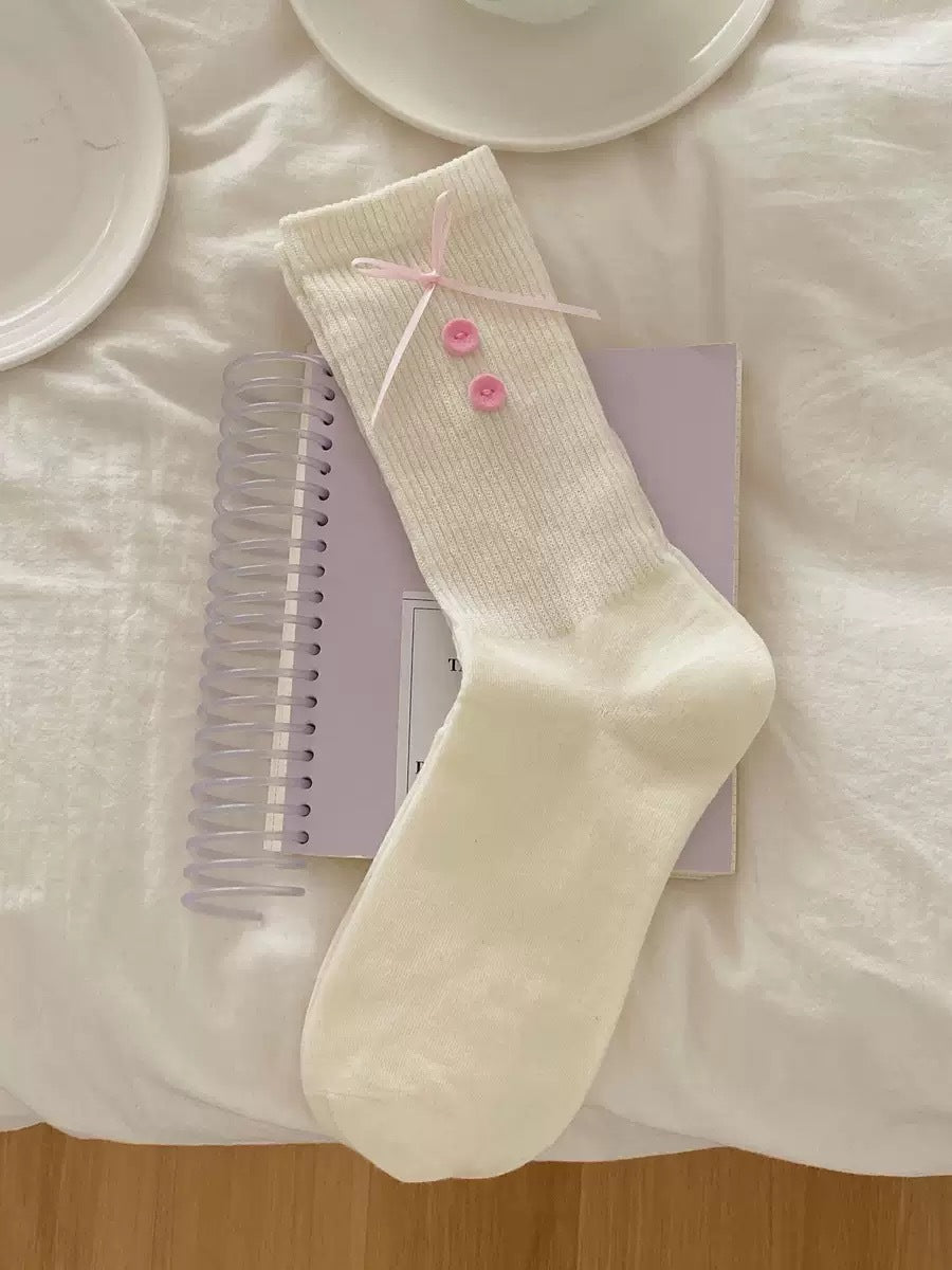 Sweet Pastel Bow Cotton Socks