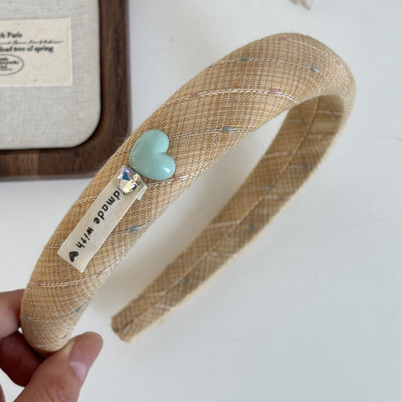 Handmade Teddy Heart Plaid Scrunchie