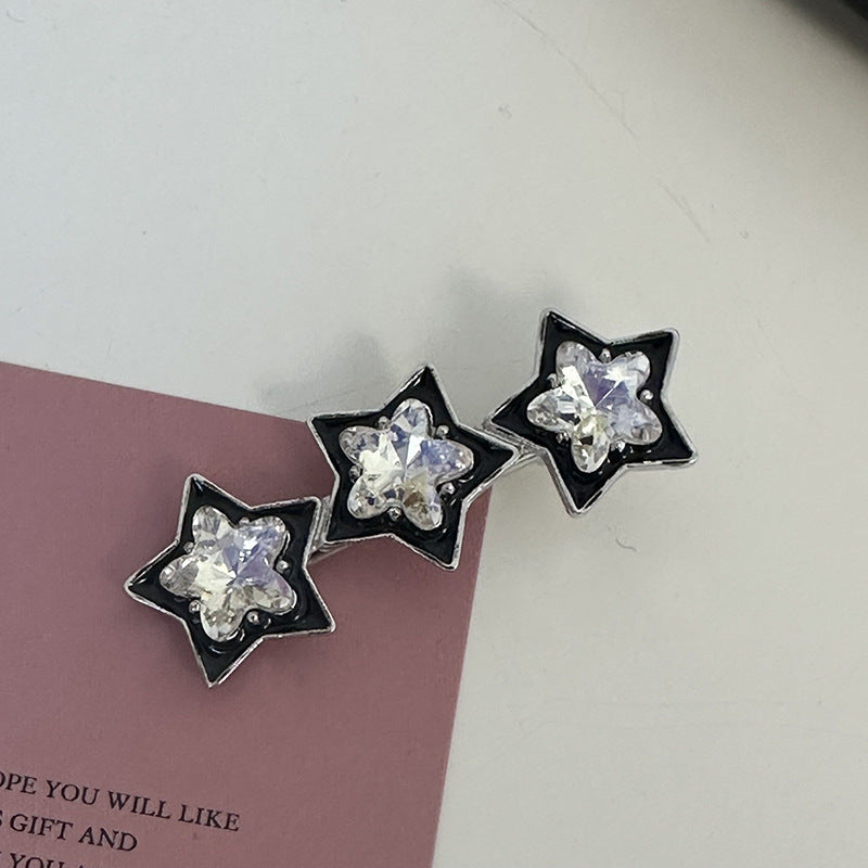 Silver Pink Crystal Hair Clips