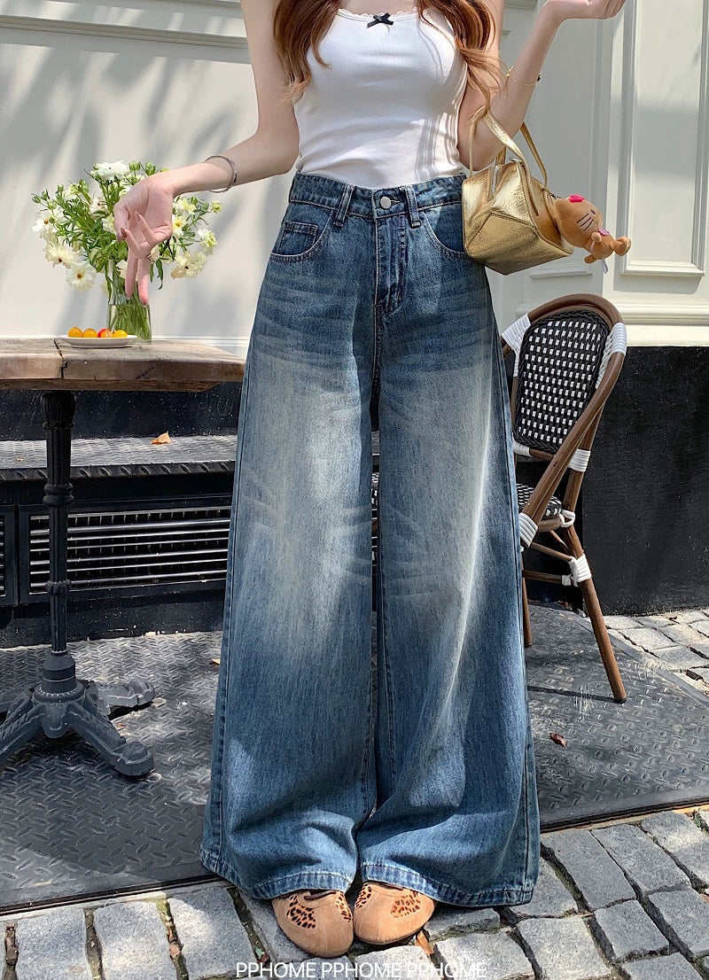 Chic Flared Waistline Blue Jeans