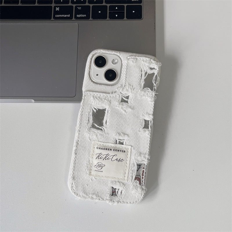 White Ripped Mirror Denim Case