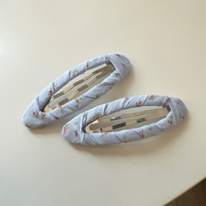 Ruched Floral Fabric Hair Clips