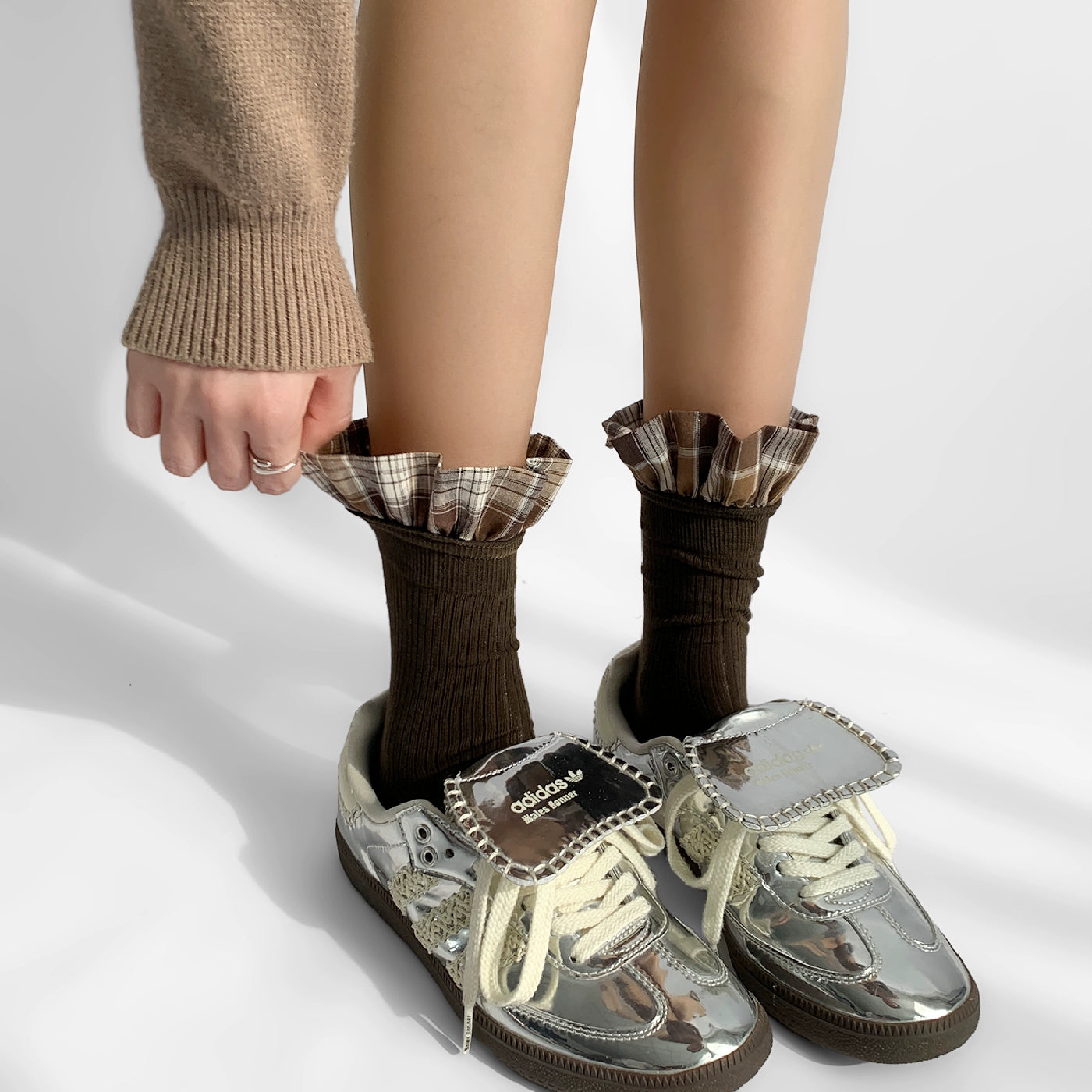 Plaid Ruffle Trim Ankle Socks