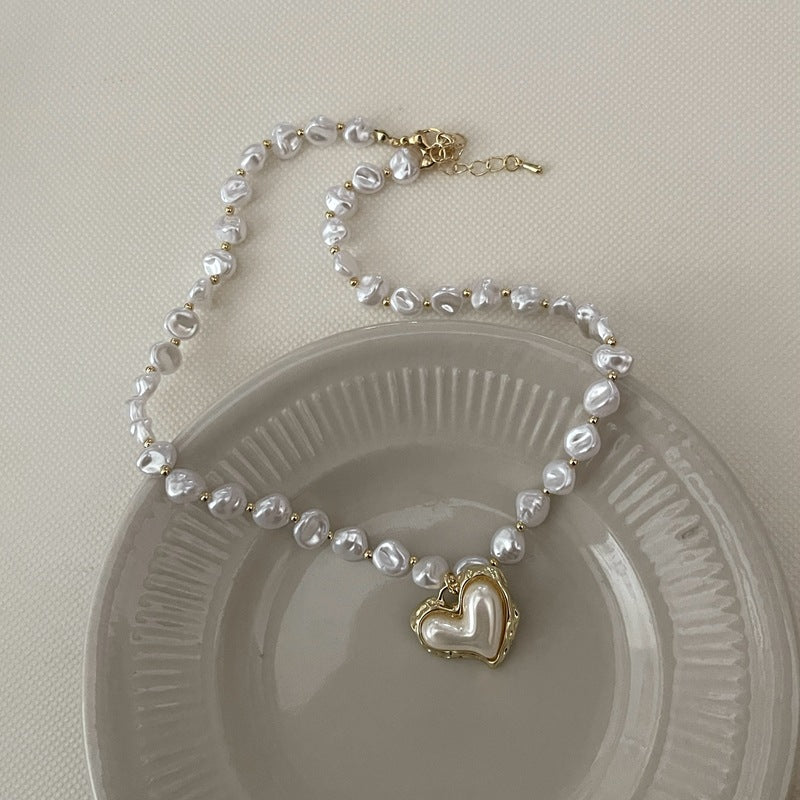Heart Plate Pearl Necklace