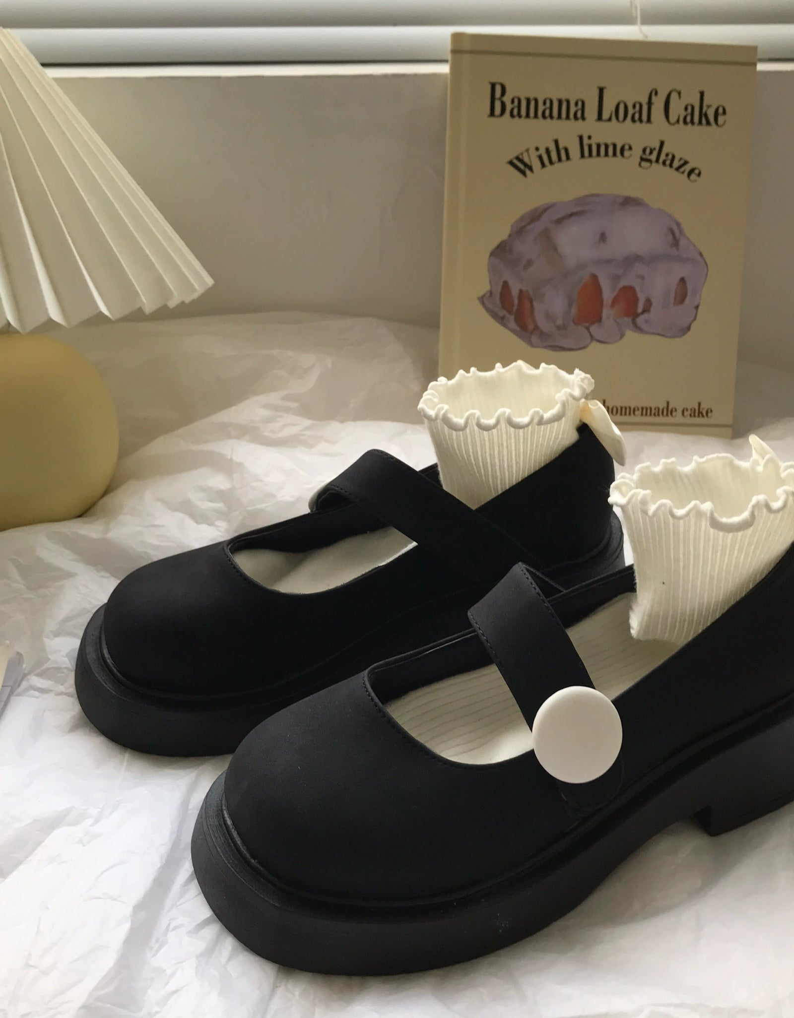 White Strap Button Mary Janes