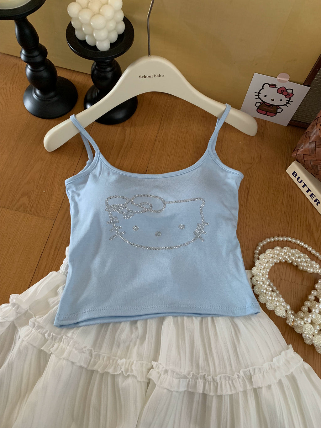 Rhinestone Kitty Cami