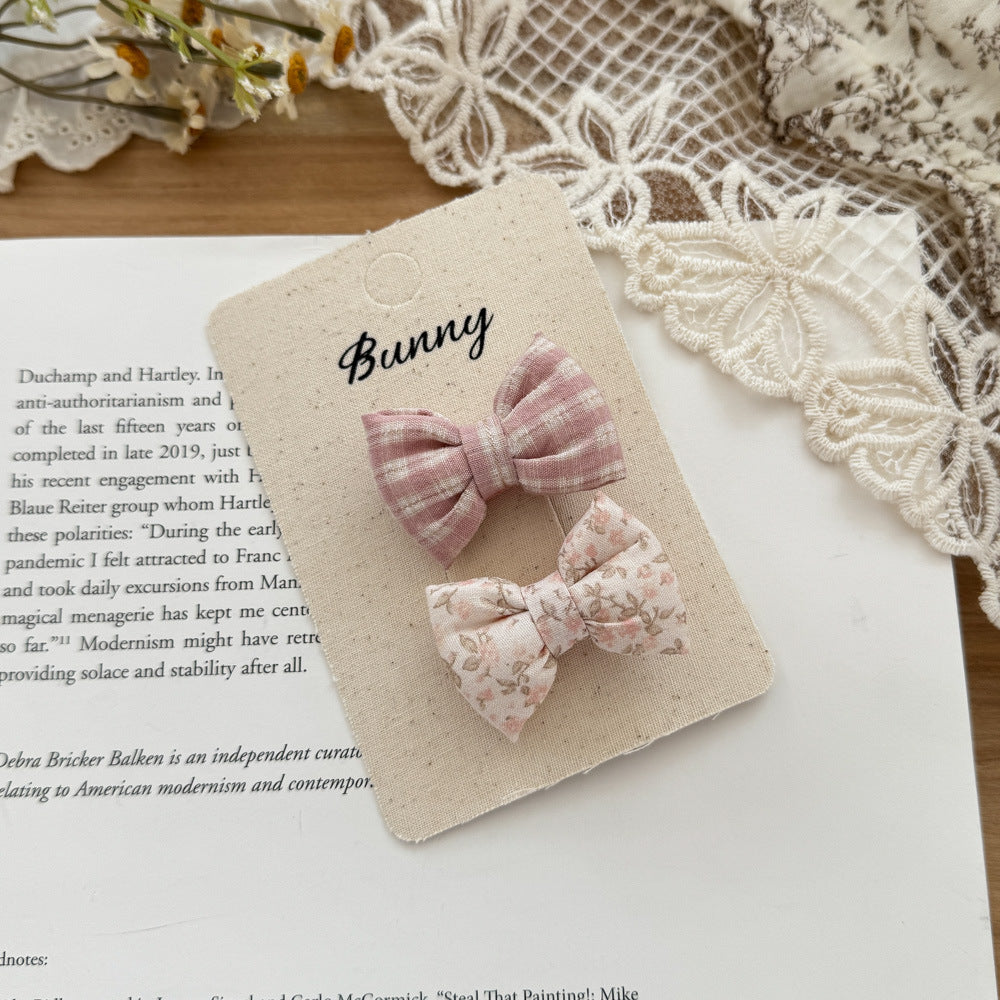 Vintage Plaid Cotton Bow Clips