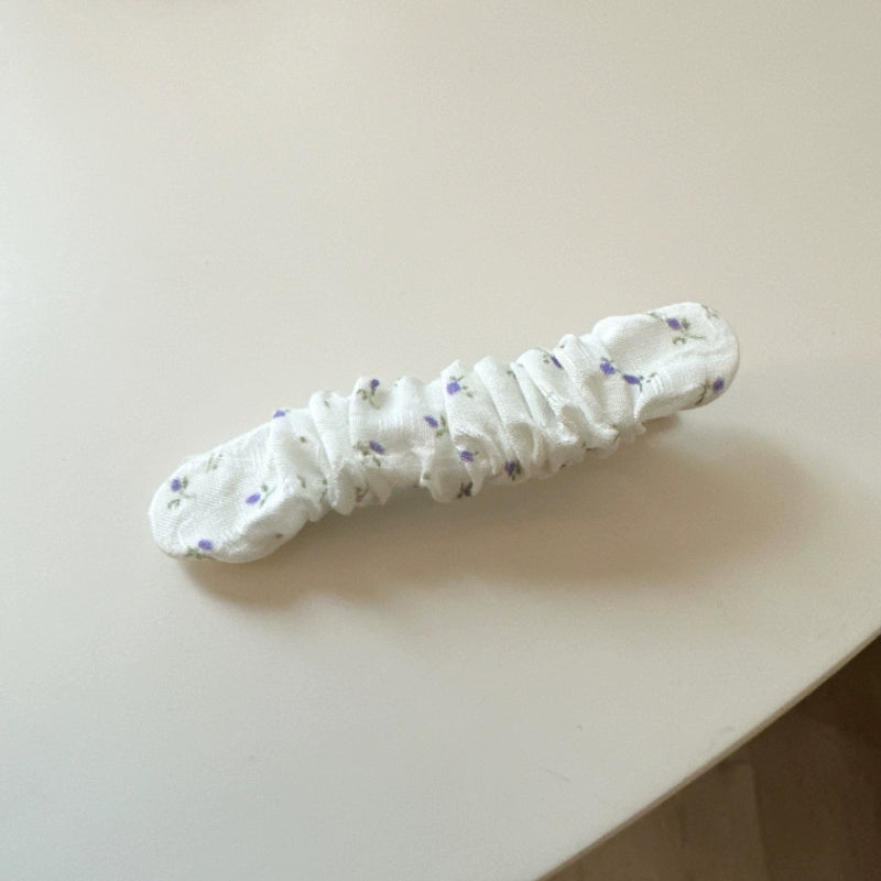Ruched Floral Fabric Hair Clips