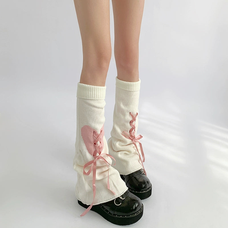 Lace-Up Ribbon Slouchy Leg Warmers