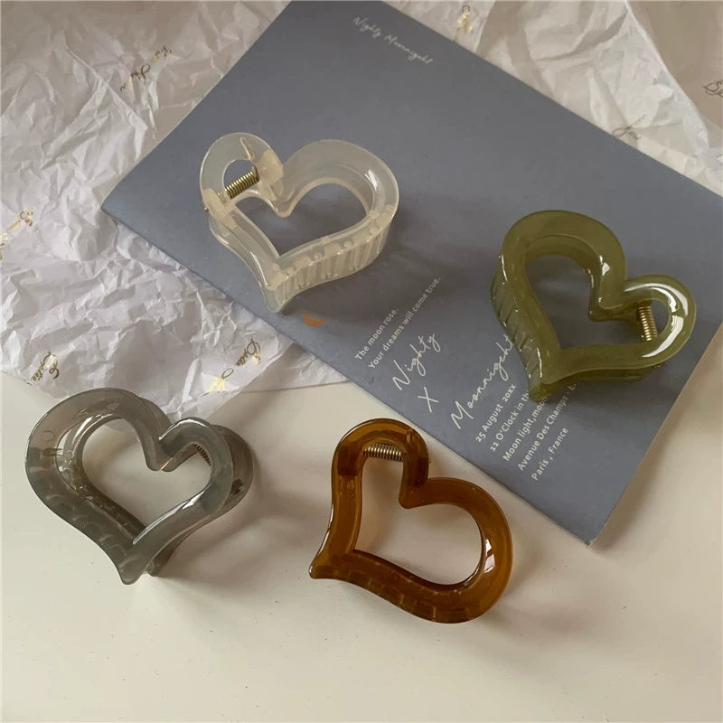 Translucent Heart Claw Clips