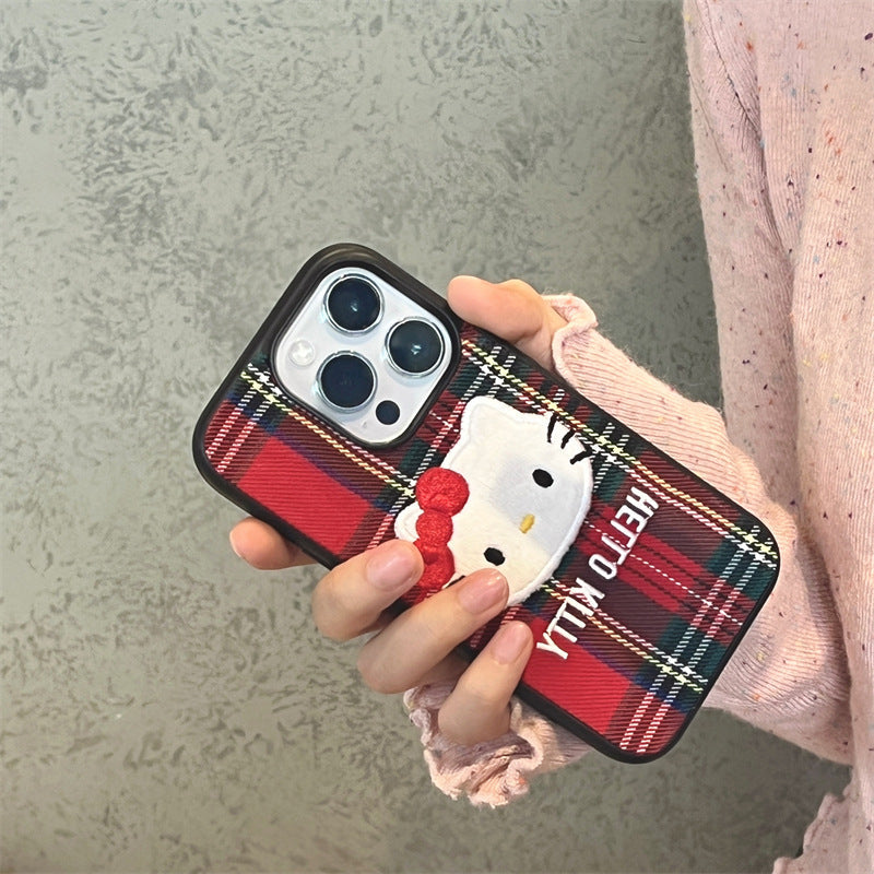 Retro Red Plaid Kitty Case