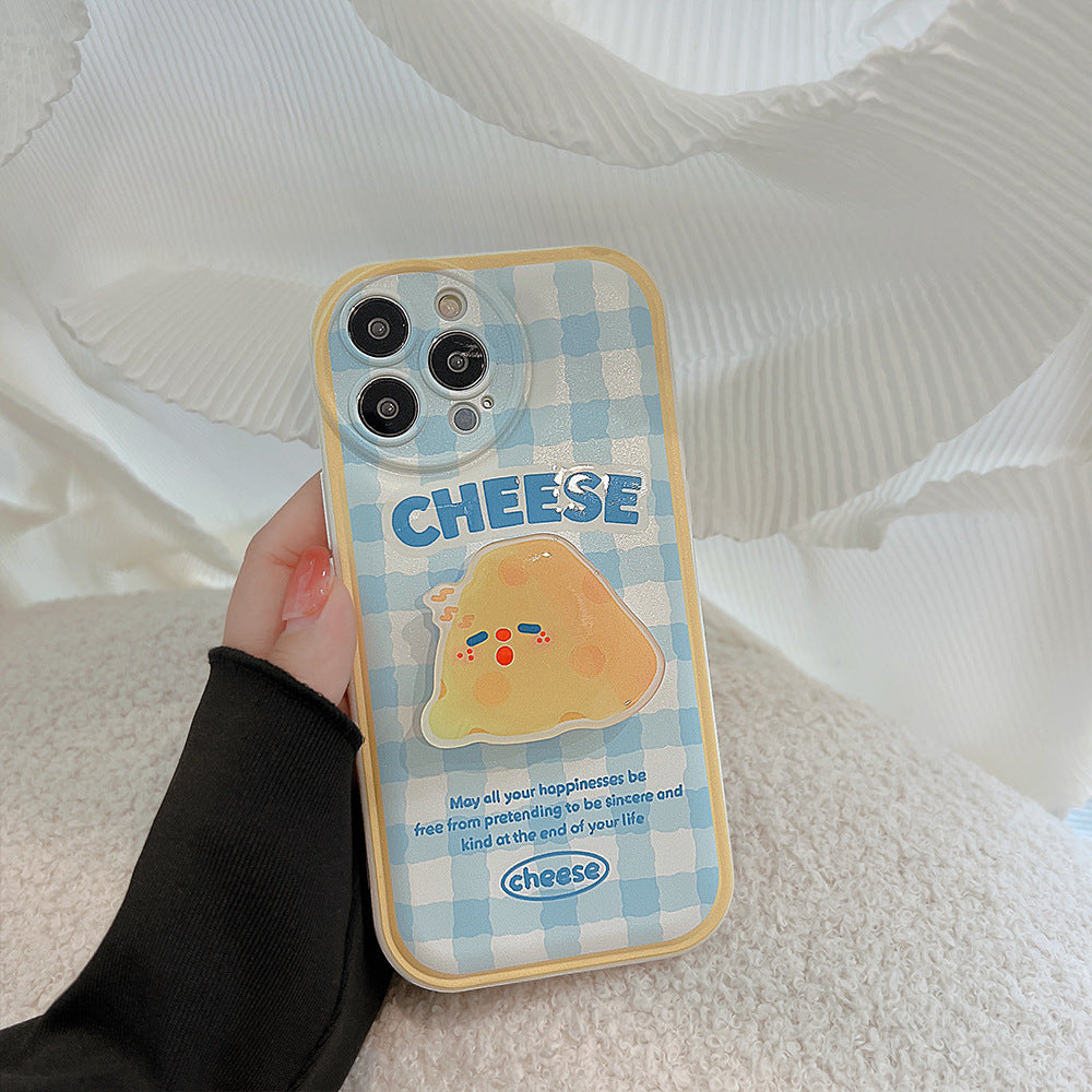 Sleepy Cheese Pop Socket Plaid Case