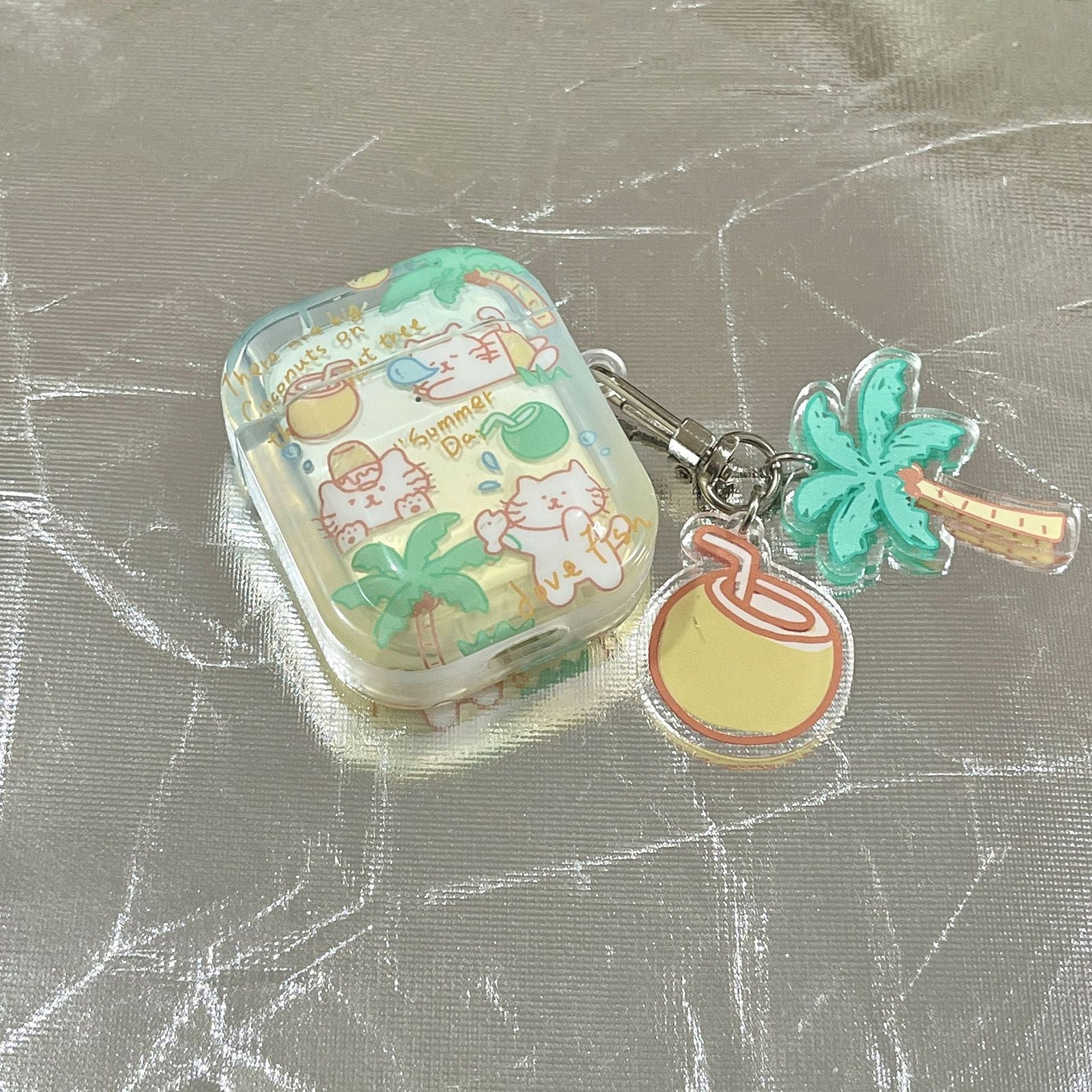 Summer Day Coconut Tree Bunny Airpods Case