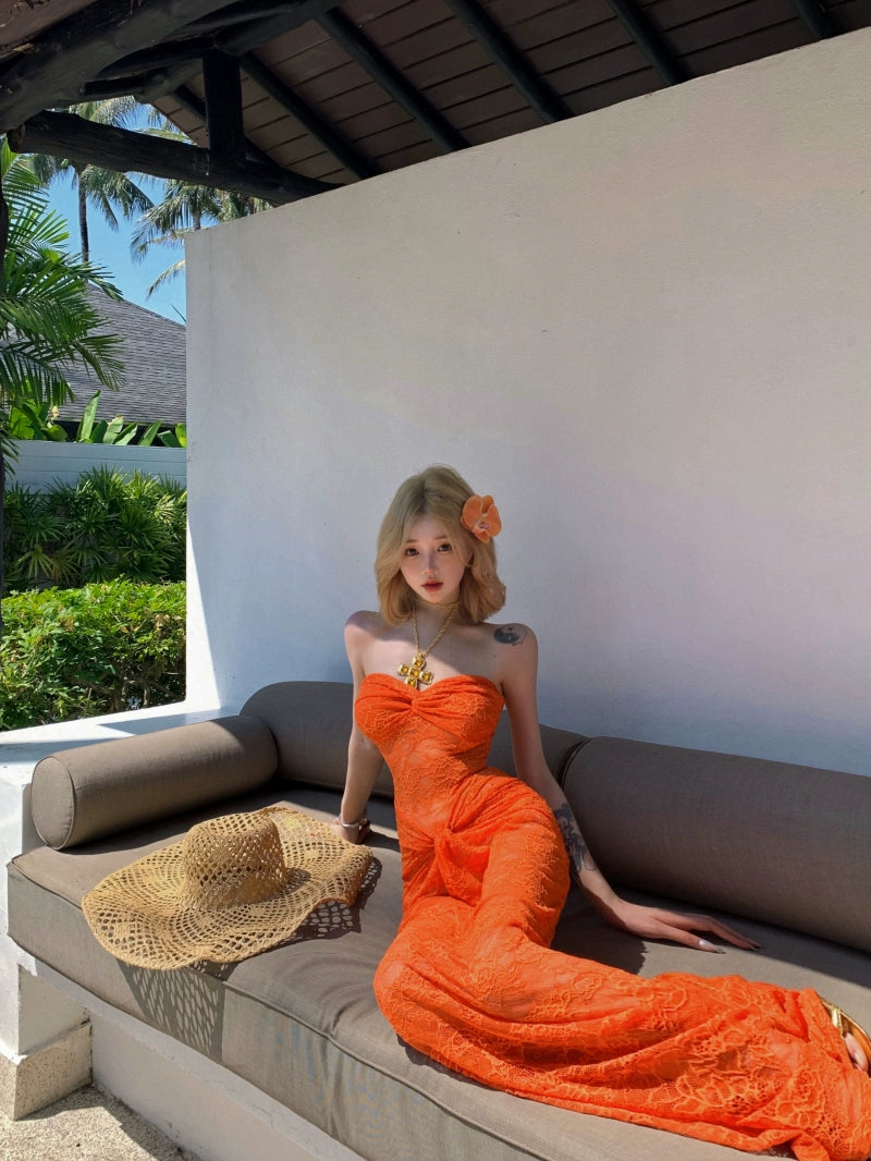 Chic Orange Resort Maxi Dress