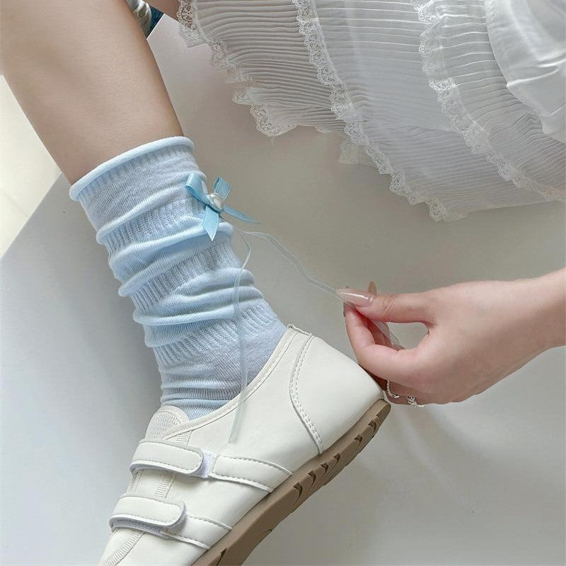 Pastel Ruffle Bow Socks
