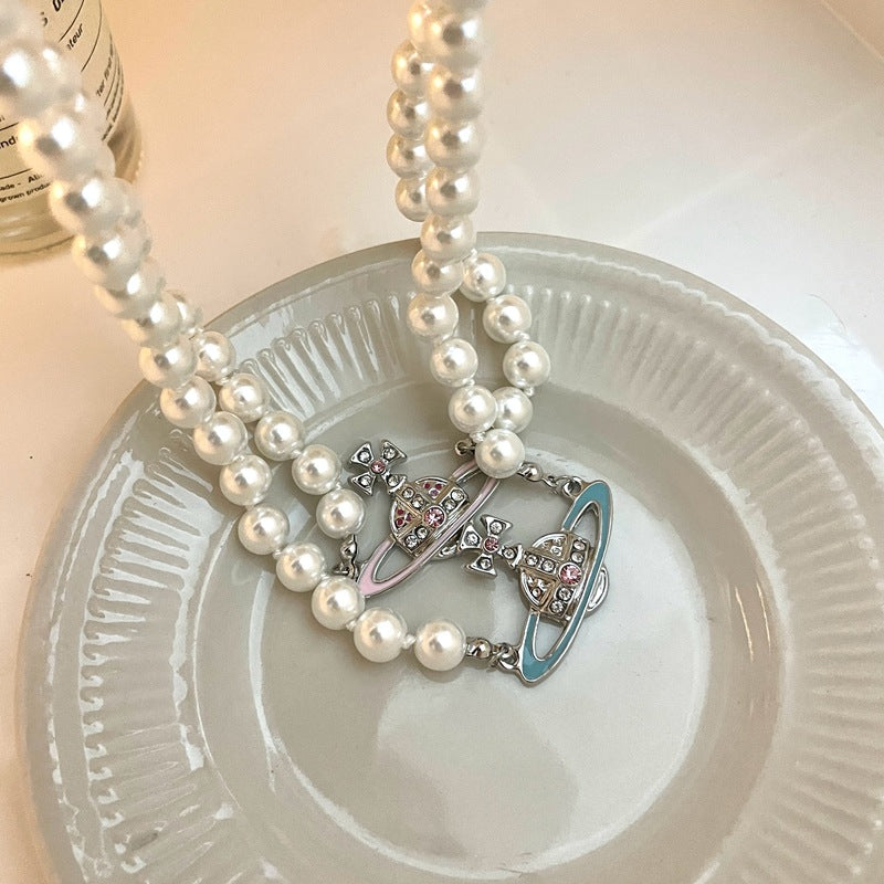 Huge Rhinestone Planet Necklace