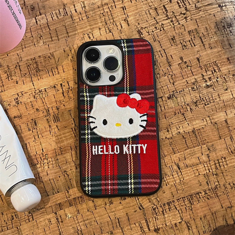 Retro Red Plaid Kitty Case