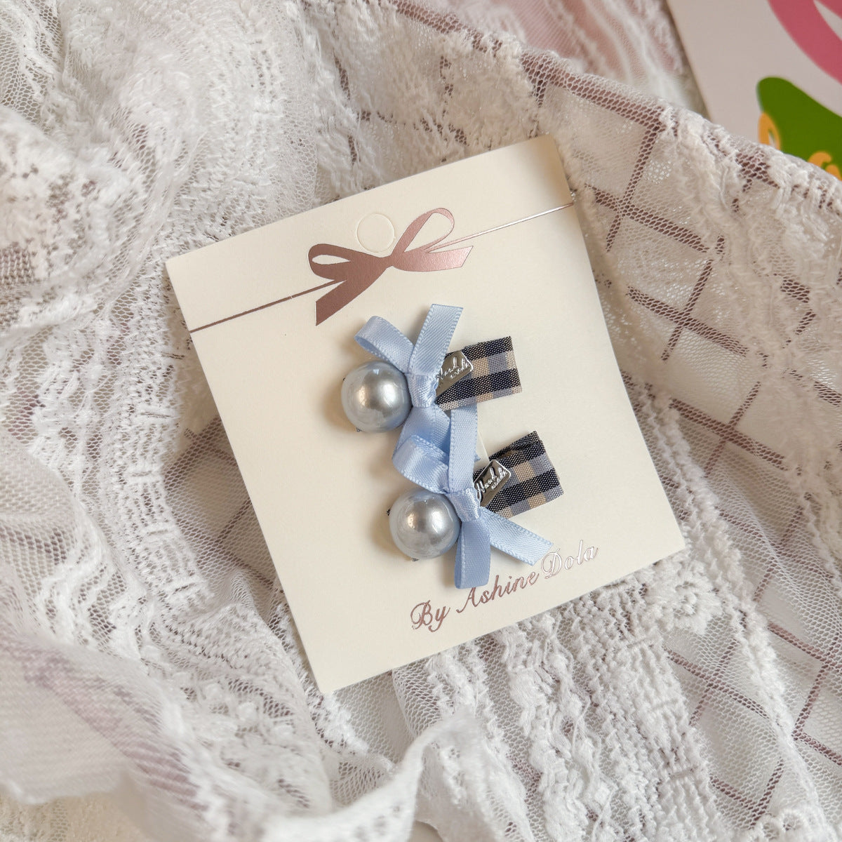 Gingham Bow Hair Clip Set