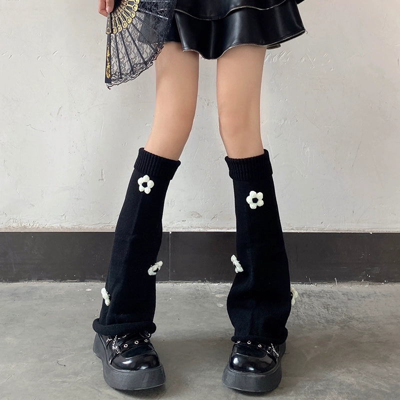 Cozy Daisy Embellished Leg Warmer