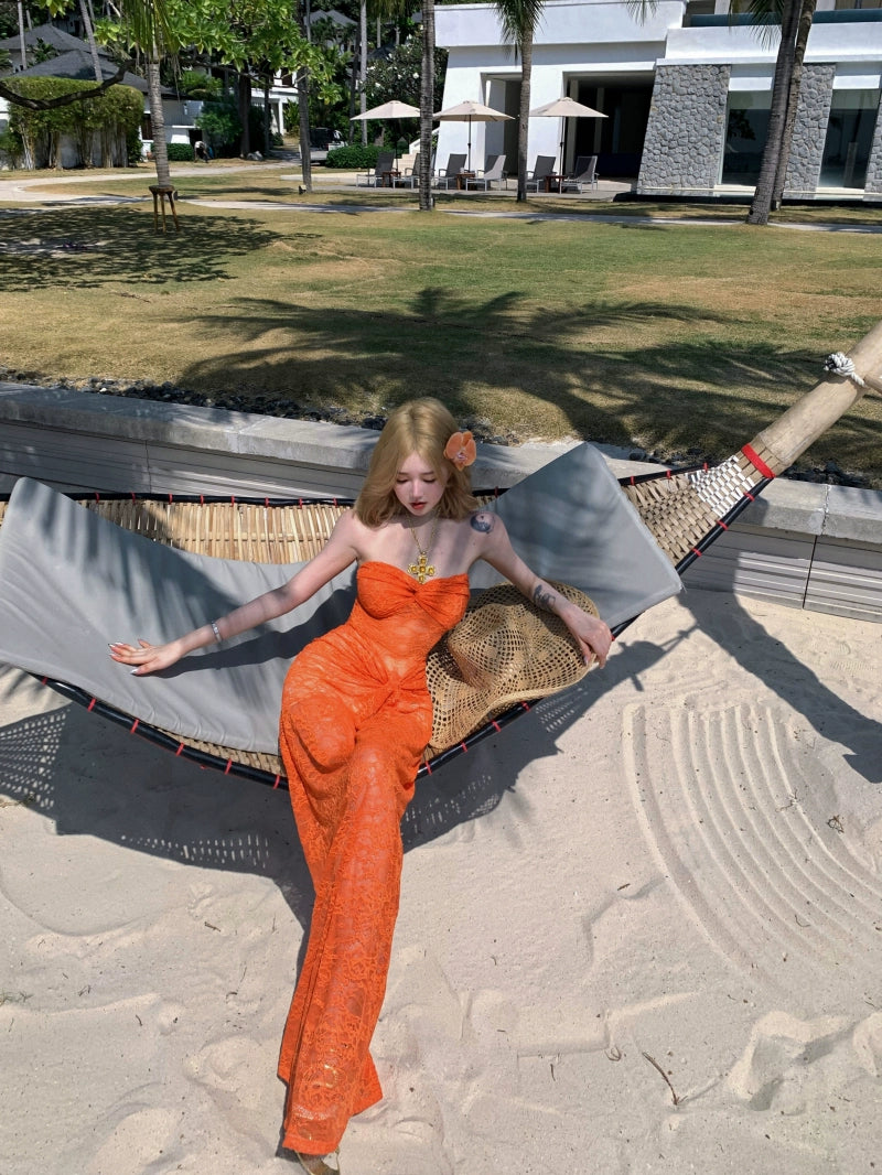 Chic Orange Resort Maxi Dress