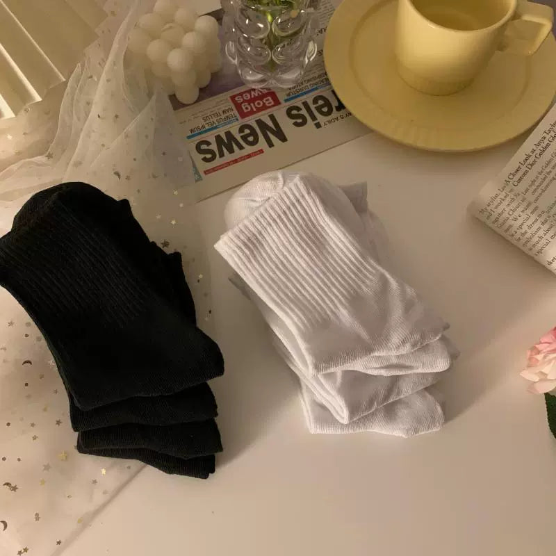 Black White Plain Socks