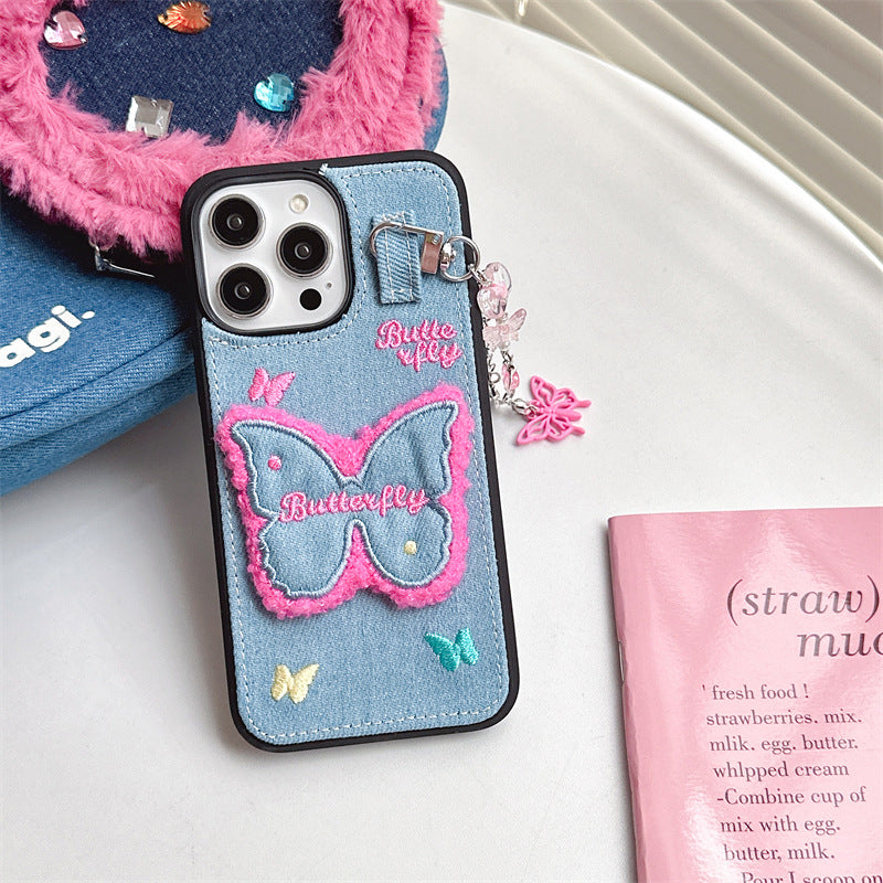 Butterfly Patch Denim Case