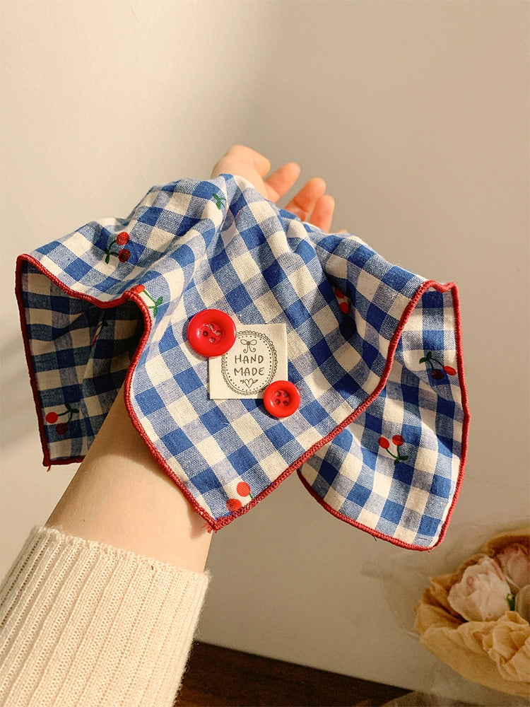 Cherry Gingham Handmade Hair Scrunchie