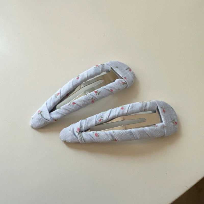 Ruched Floral Fabric Hair Clips