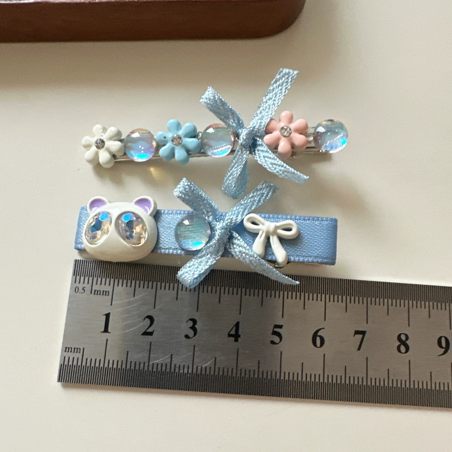 Pastel Blue Rhinestone Hair Clips