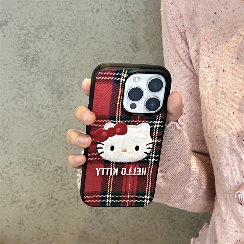 Retro Red Plaid Kitty Case