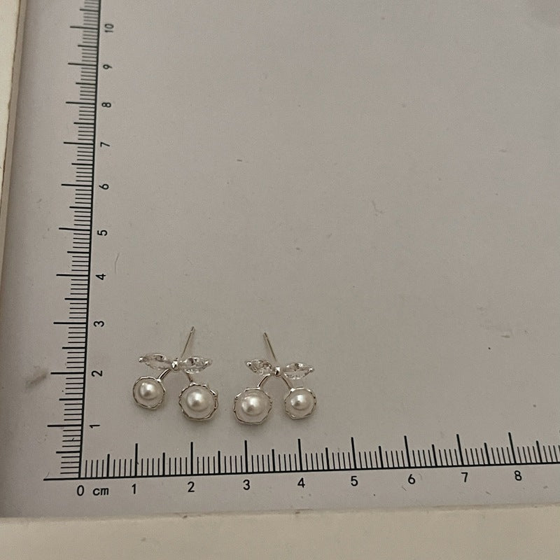Silver white Cherry Earring