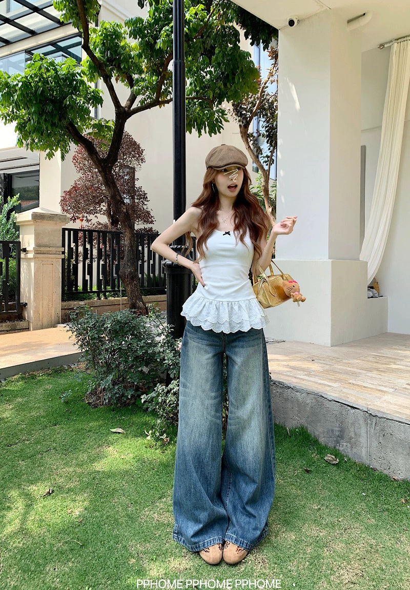 Chic Flared Waistline Blue Jeans