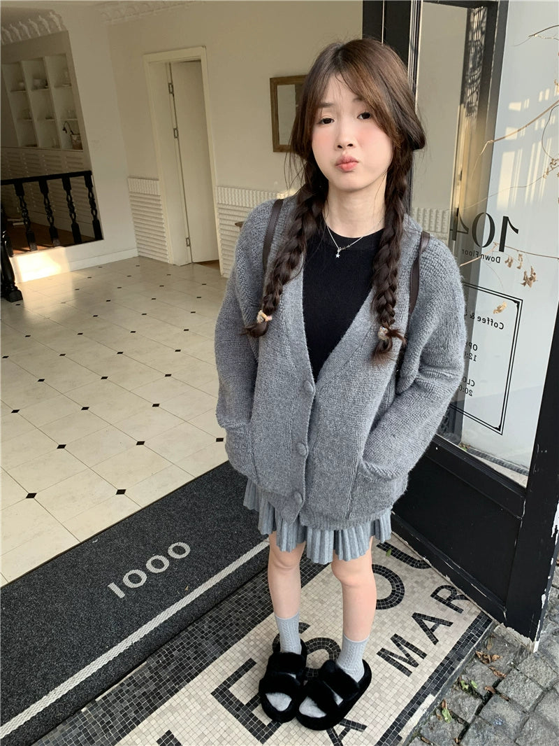 Plain Grey Oversized Cardigan