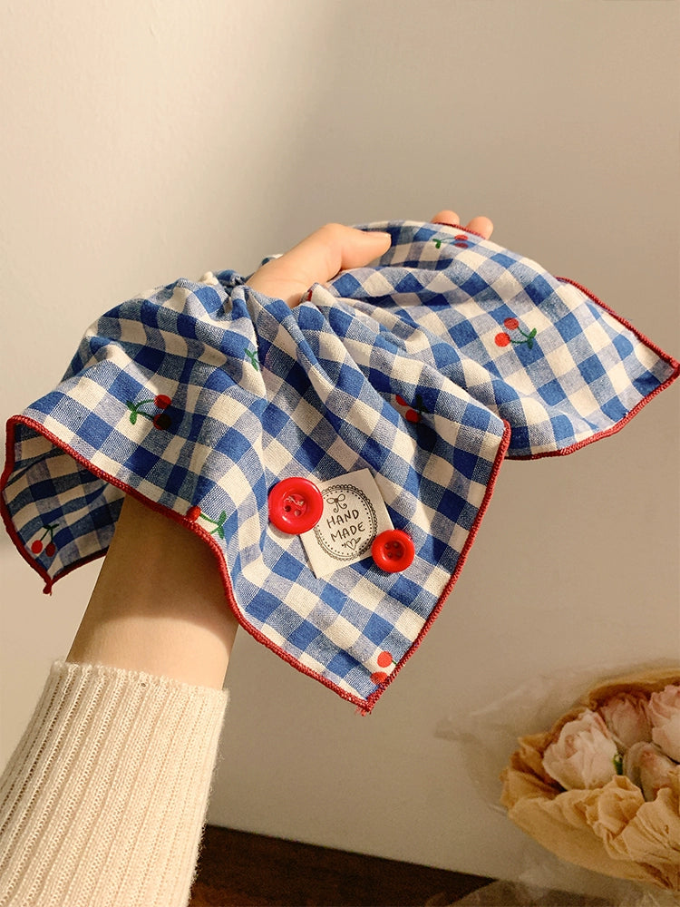 Cherry Gingham Handmade Hair Scrunchie