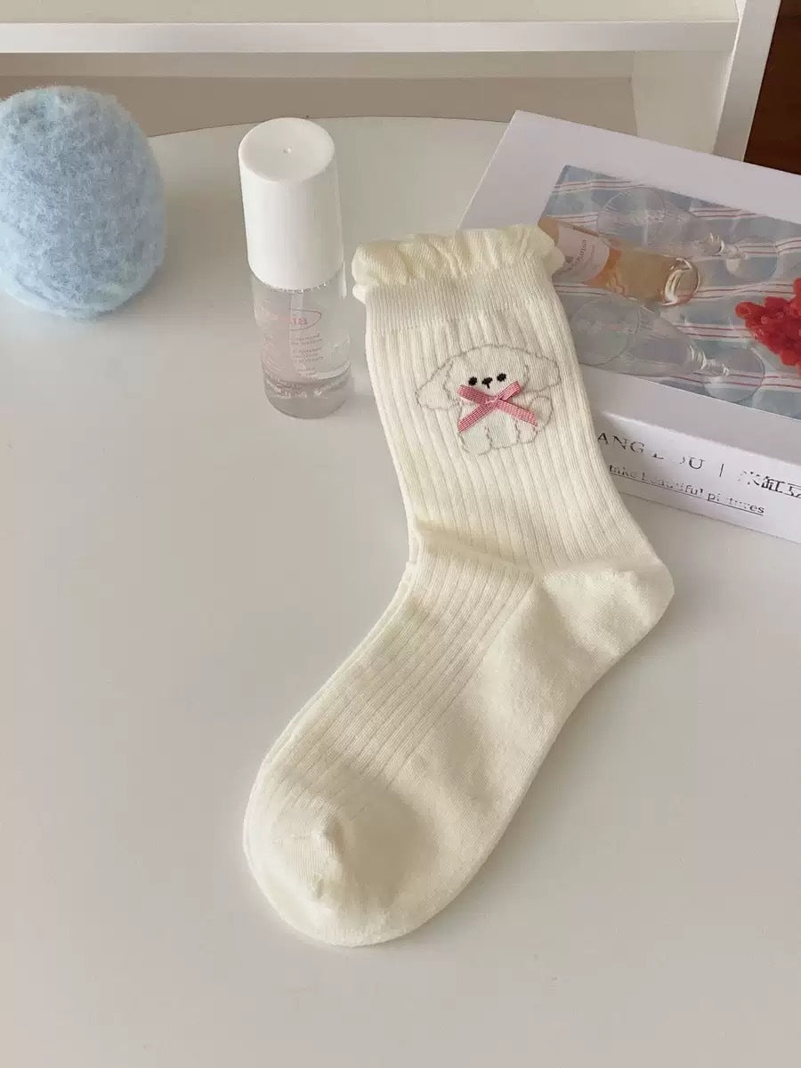 Sweet Pastel Bow Cotton Socks