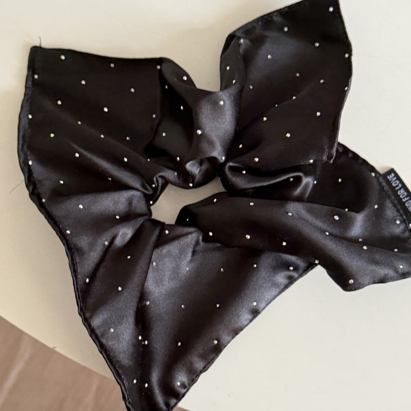 Sparkling Satin Rhinestone Bow Scrunchie